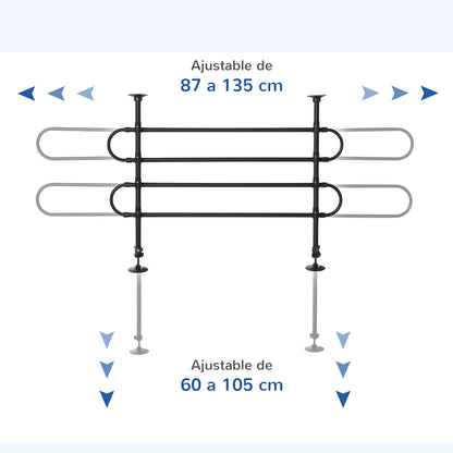Adjustable Car Divider for Dogs Width and Height 87-135 x 60-105 cm Universal Steel Protection Grille for Car Trunk Luggage Black