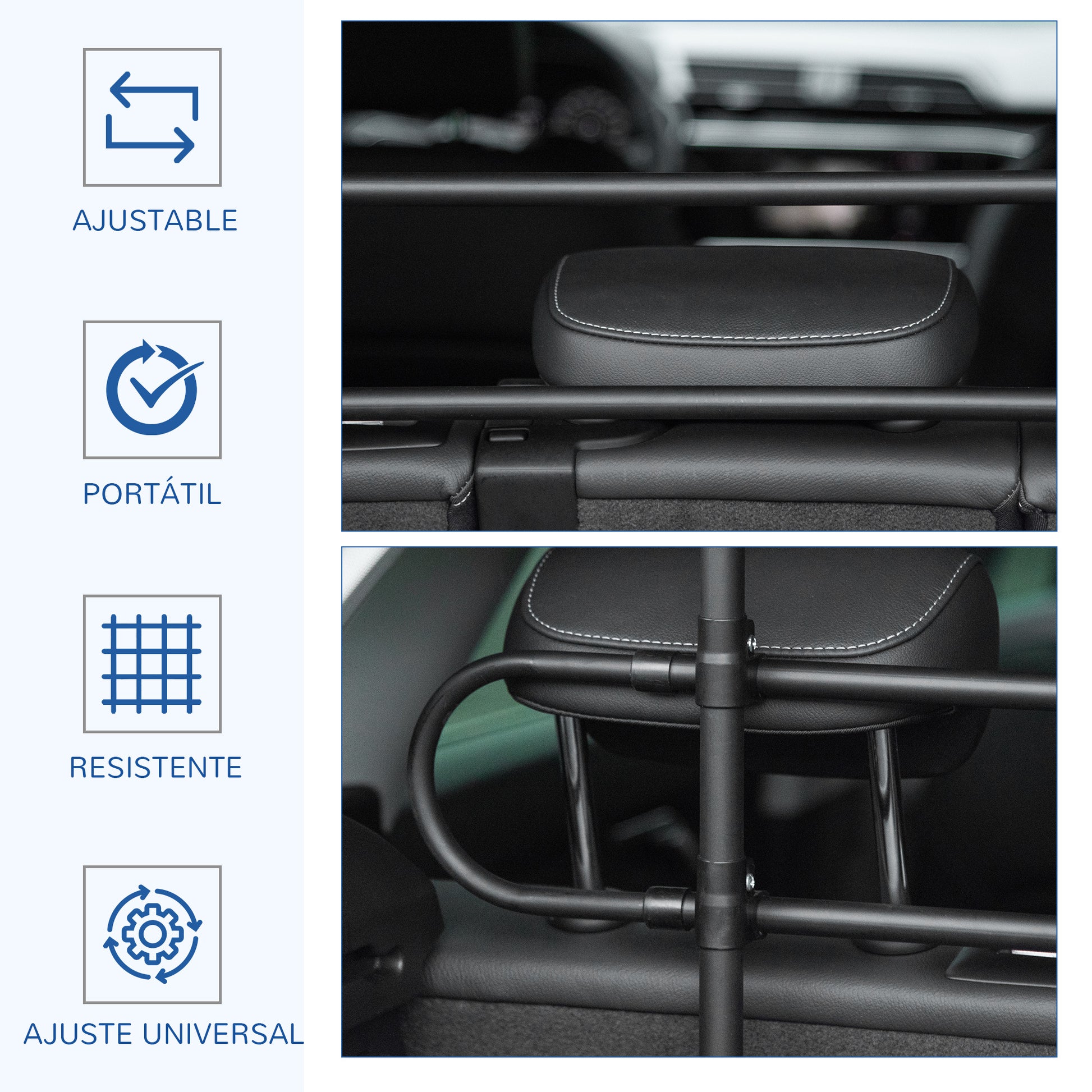 Adjustable Car Divider for Dogs Width and Height 87-135 x 60-105 cm Universal Steel Protection Grille for Car Trunk Luggage Black