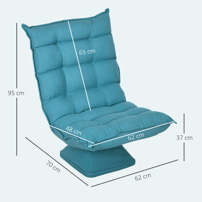Floor Chair Floor Sofa with Adjustable Backrest, Swivel Meditation Chair with Base, Lazy Sofa, Padded Recliner for Office, Living Room, Blue