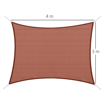 Rectangular Shade Sail 3 x 4 m High-Density Polyethylene UV Protection With Storage Bag - Red