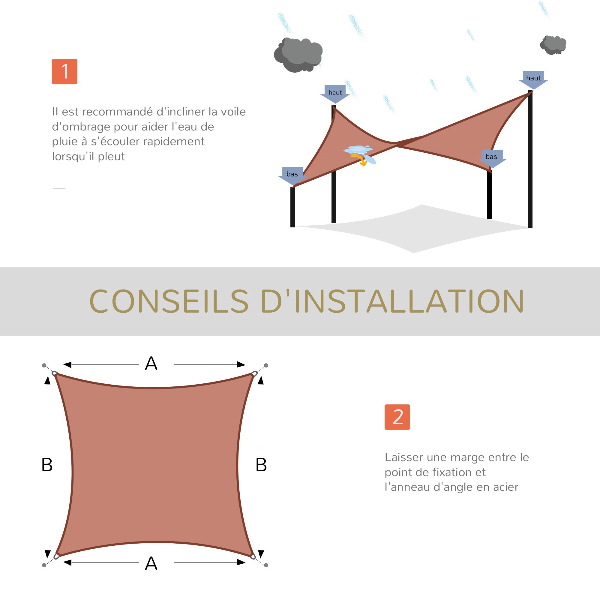 Rectangular Shade Sail 3 x 4 m High-Density Polyethylene UV Protection With Storage Bag - Red