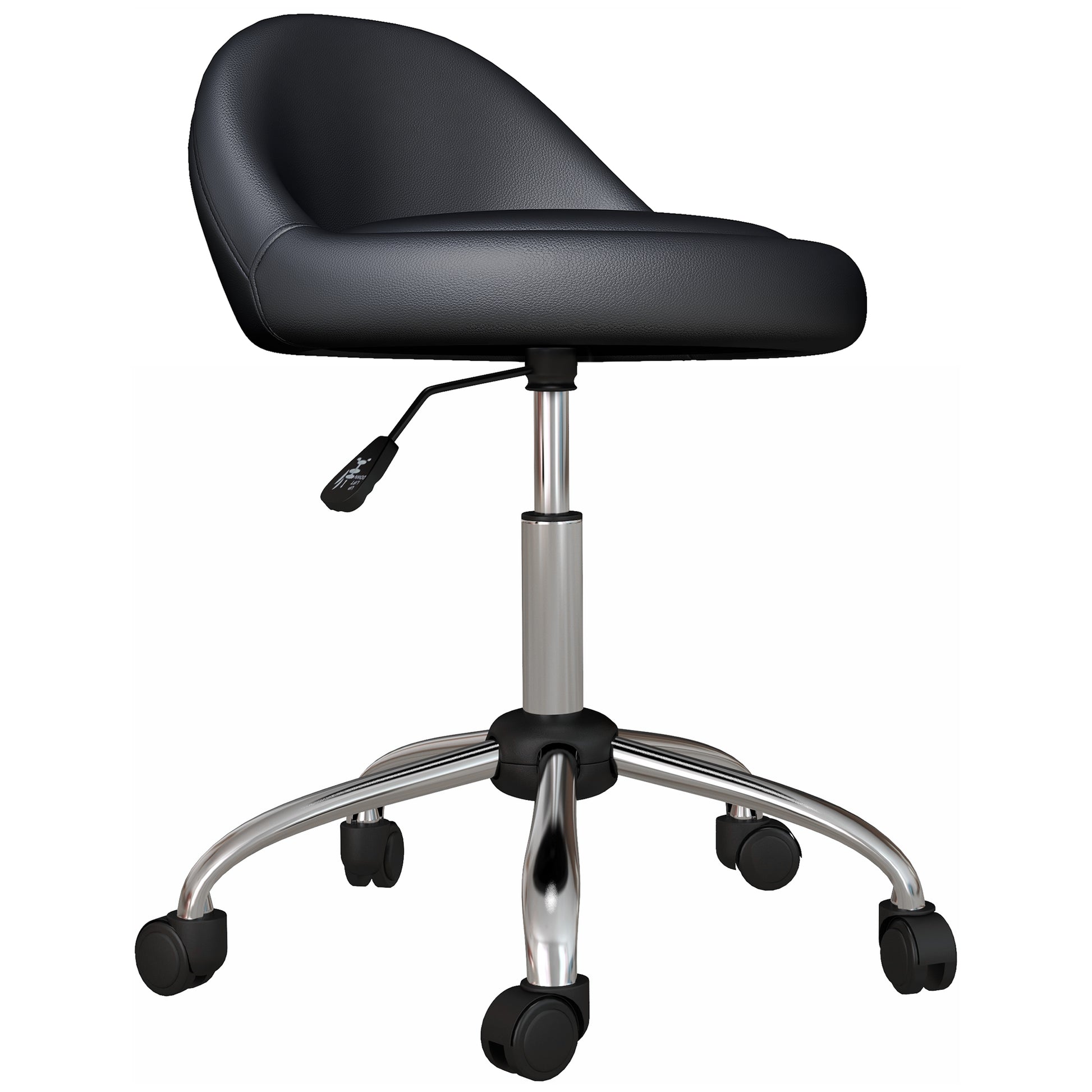Rolling Stool Height Adjustable Work Stool 63-83 cm Swivel Stool with Wheels Rotatable Salon Chair Salon Stool Faux Leather Black