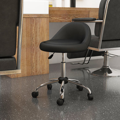 Rolling Stool Height Adjustable Work Stool 63-83 cm Swivel Stool with Wheels Rotatable Salon Chair Salon Stool Faux Leather Black