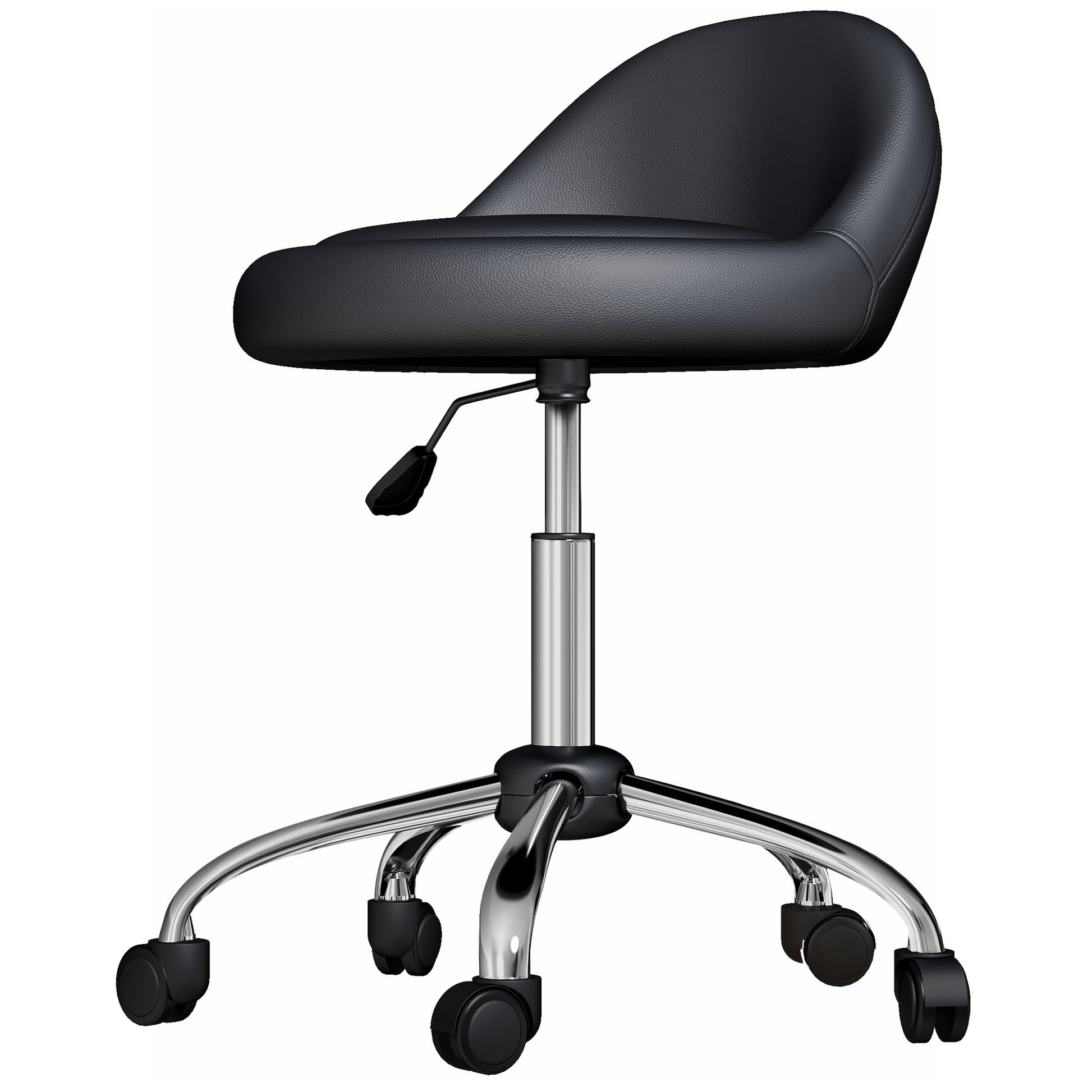 Rolling Stool Height Adjustable Work Stool 63-83 cm Swivel Stool with Wheels Rotatable Salon Chair Salon Stool Faux Leather Black