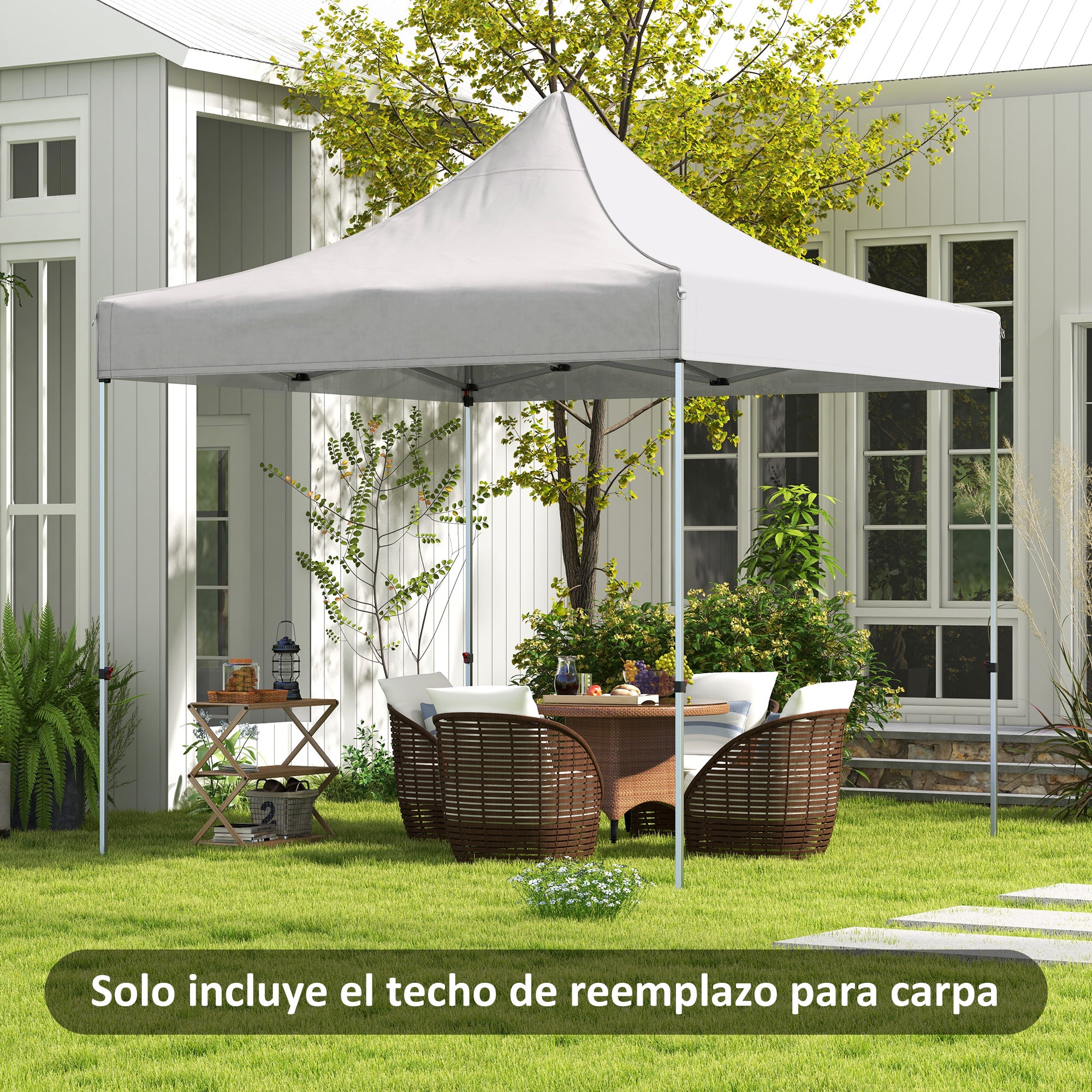 Celebration Canopy Roof 3x3 m Replacement Roof for Foldable Gazebo with Waterproof and Anti-UV Pointed Oxford Fabric Roof in White