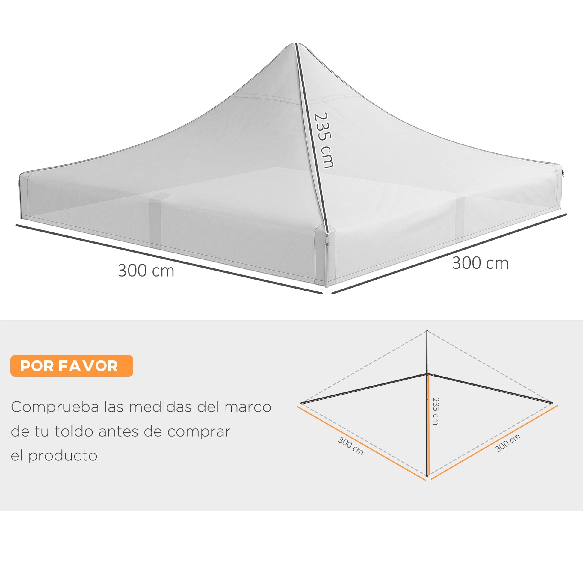 Celebration Canopy Roof 3x3 m Replacement Roof for Foldable Gazebo with Waterproof and Anti-UV Pointed Oxford Fabric Roof in White
