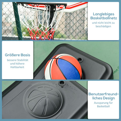 Portable Basketball Hoop Outdoor with Wheels, Adjustable Height 155-210 cm, Portable Basketball Stand with Wheels, Portable Basketball Hoop PE + Steel