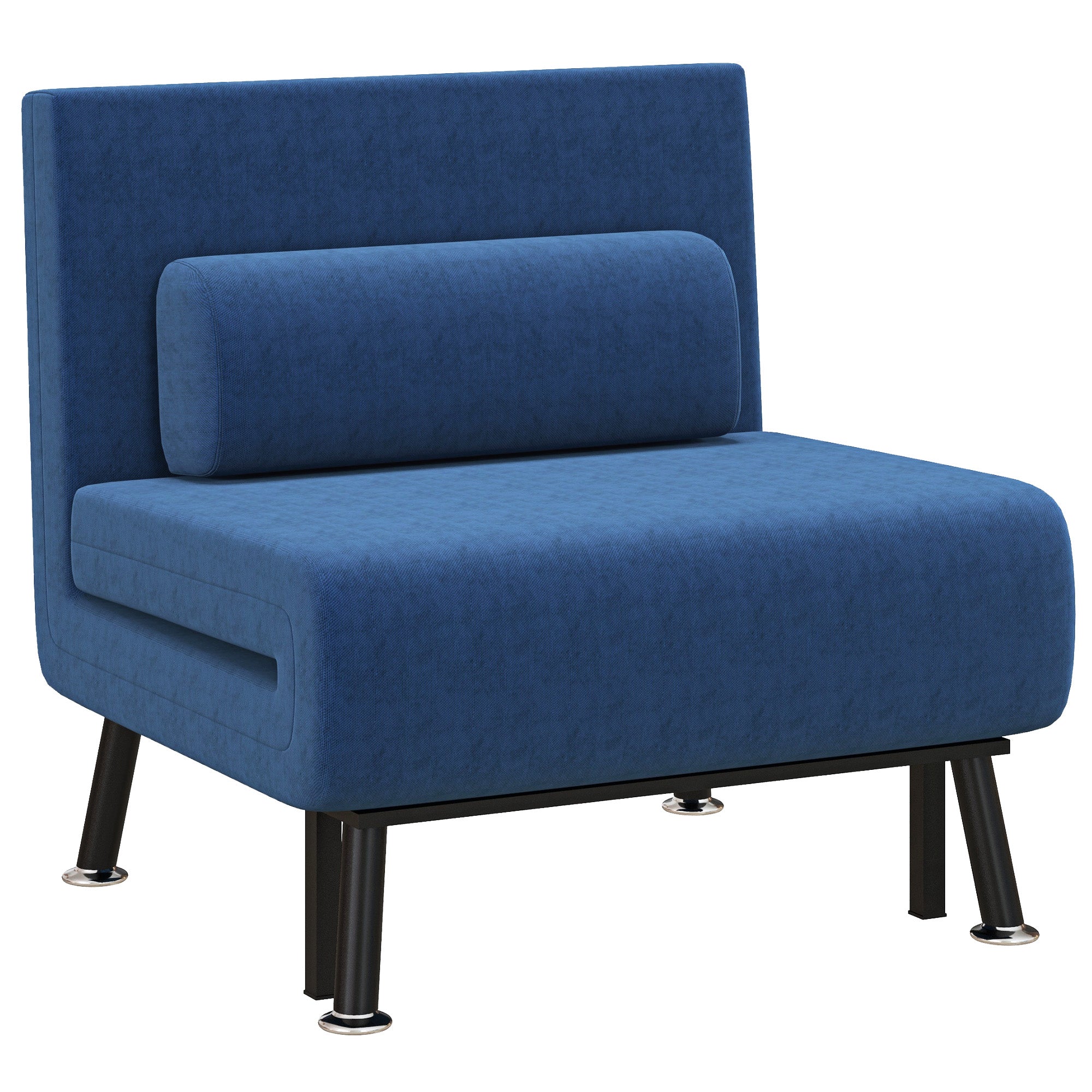 Sleeper Armchair, Folding Armchair with Bed Function, Back Cushion, Foldable Recliner in Linen Look, Adjustable Backrest, Holds up to 150 kg, for Living Room, Blue