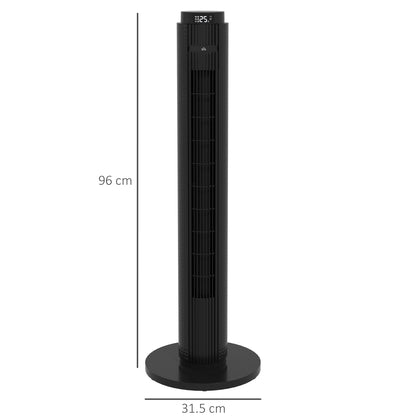 45W Tower Fan with 4 Modes and 3 Speeds with 12h Timer, ABS Tower Fan with Remote Control, Ø31.5x96 cm, Black