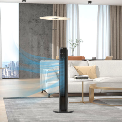 45W Tower Fan with 4 Modes and 3 Speeds with 12h Timer, ABS Tower Fan with Remote Control, Ø31.5x96 cm, Black