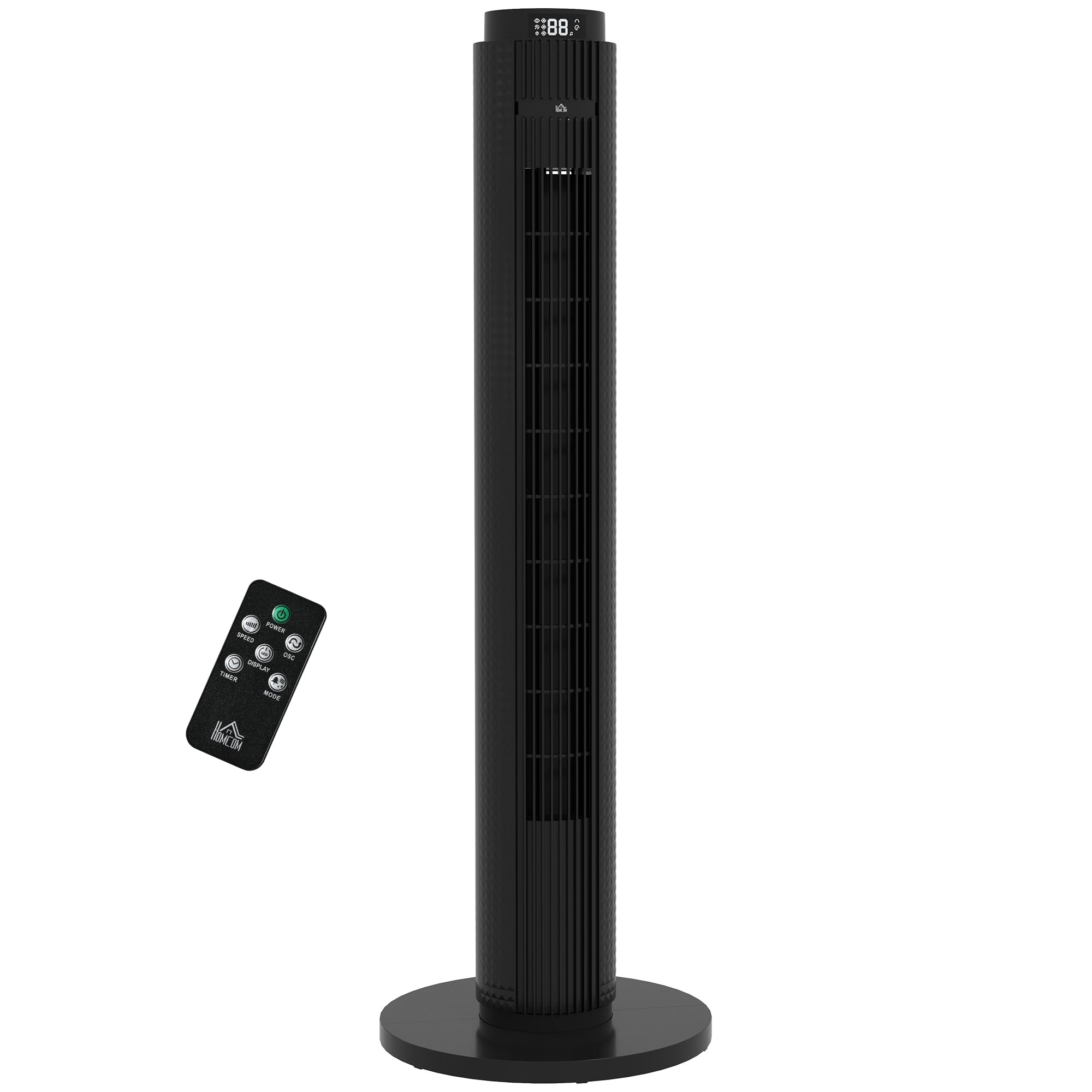 45W Tower Fan with 4 Modes and 3 Speeds with 12h Timer, ABS Tower Fan with Remote Control, Ø31.5x96 cm, Black