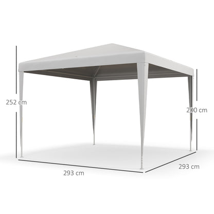 3x3m Detachable Gazebo Garden Pavilion with 4 Drainage Holes and Anti-UV Steel Frame Canopy for Terrace Outdoor Patio Camping White