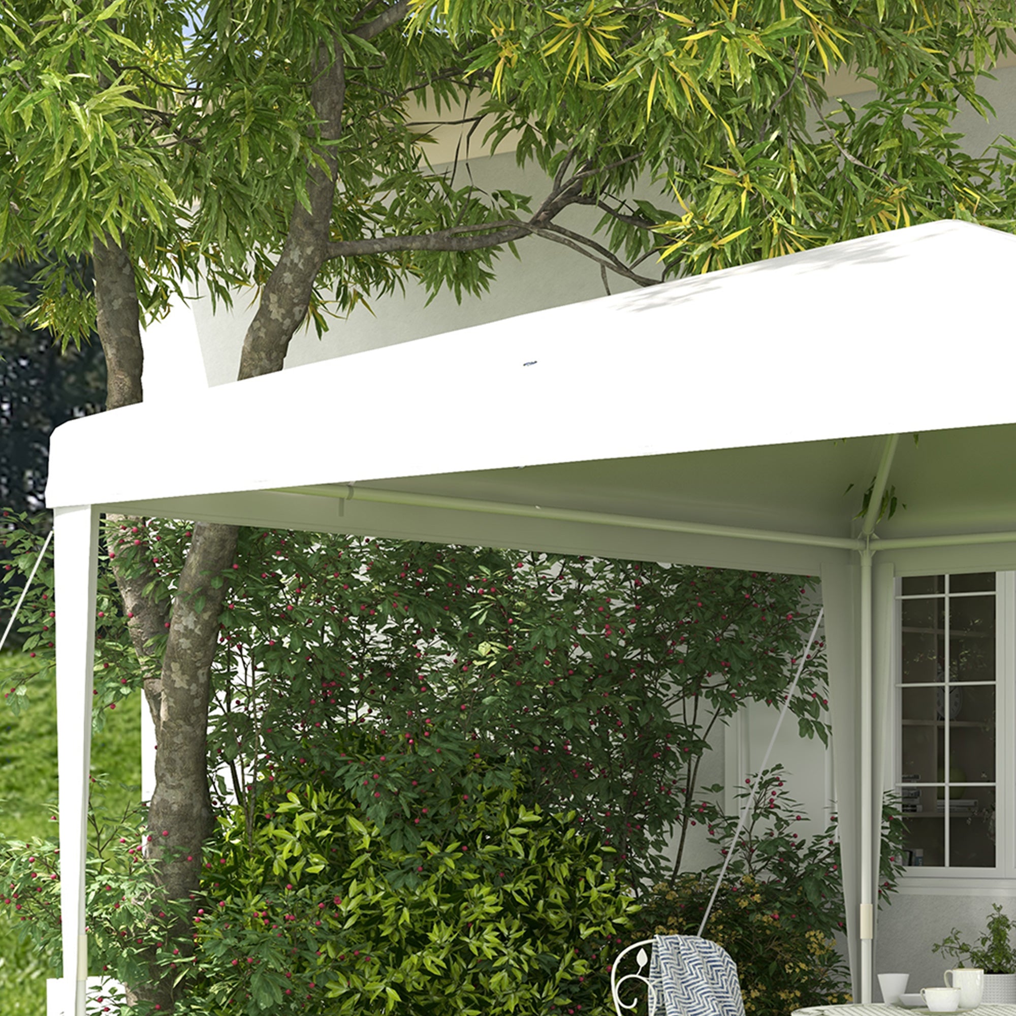 3x3m Detachable Gazebo Garden Pavilion with 4 Drainage Holes and Anti-UV Steel Frame Canopy for Terrace Outdoor Patio Camping White