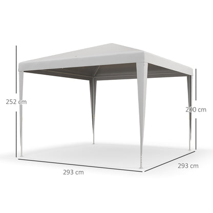 3x3m Detachable Gazebo Garden Pavilion with 4 Drainage Holes and Anti-UV Steel Frame Canopy for Terrace Outdoor Patio Camping White
