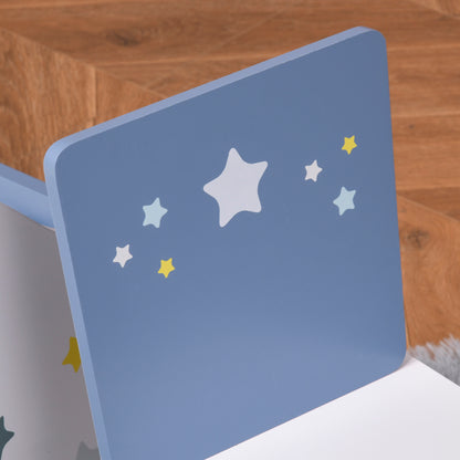 Children's Table and 2 Chairs Set Wooden Table with Chairs for Kids 2-4 Years Table 60x40x43 cm and Chairs 28x26x48 cm for Bedroom Living Room White and Blue