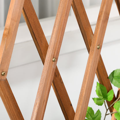 Raised Garden Bed with Trellis, Flower Box with Shelf, Plant Pot with Wheels, Planter Box for Terrace, Balcony, Solid Wood, Brown, 79 x 29 x 130 cm