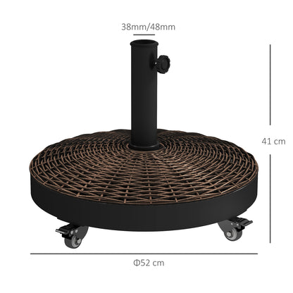 Umbrella Stand Base Resin Weights 50 lbs with 4 Wheels - Ø 52 x 41H cm - Bronze