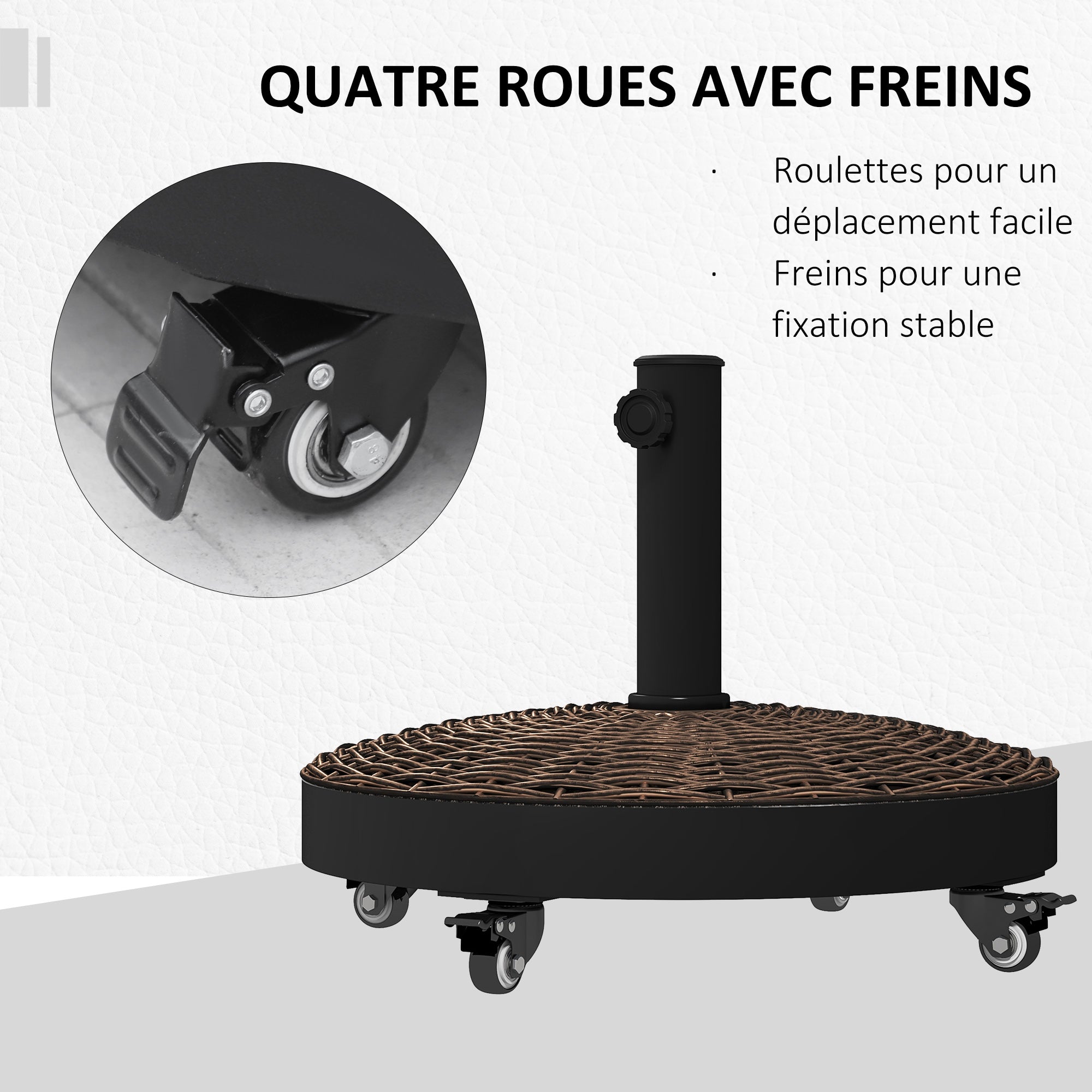 Umbrella Stand Base Resin Weights 50 lbs with 4 Wheels - Ø 52 x 41H cm - Bronze