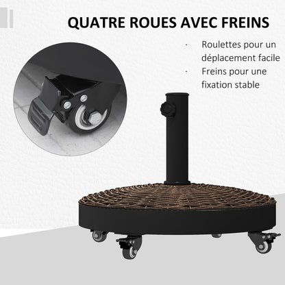 Umbrella Stand Base Resin Weights 50 lbs with 4 Wheels - Ø 52 x 41H cm - Bronze