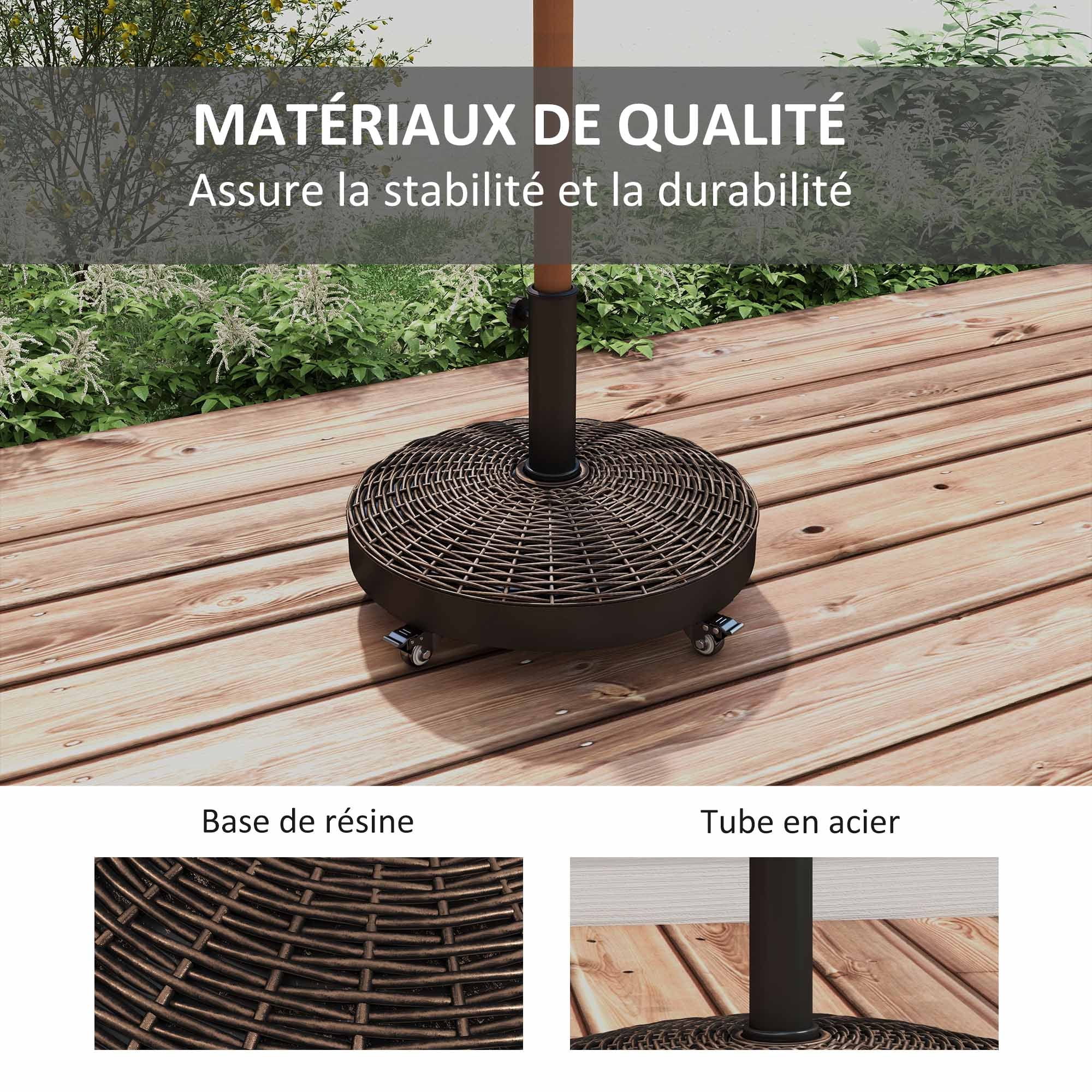 Umbrella Stand Base Resin Weights 50 lbs with 4 Wheels - Ø 52 x 41H cm - Bronze