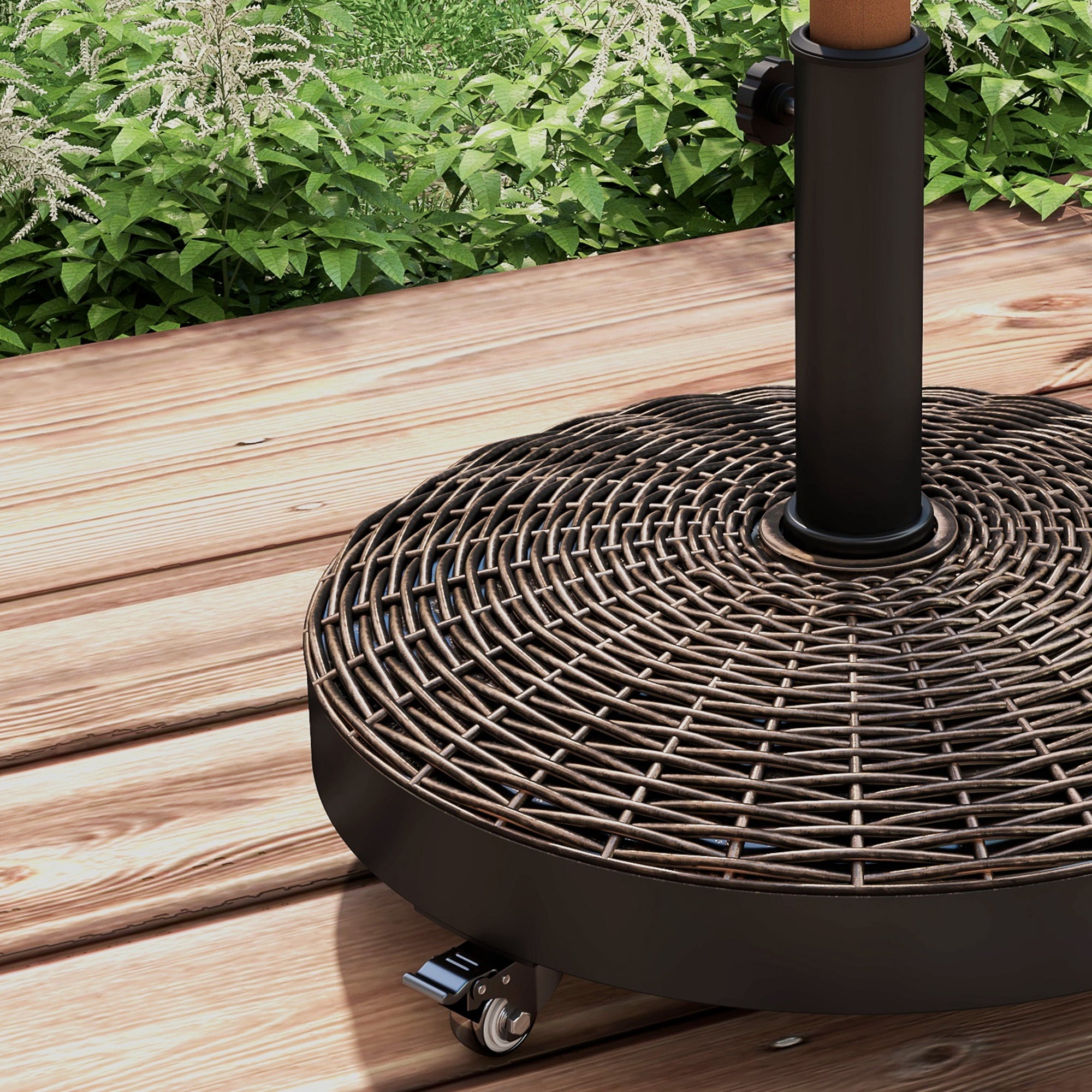 Umbrella Stand Base Resin Weights 50 lbs with 4 Wheels - Ø 52 x 41H cm - Bronze