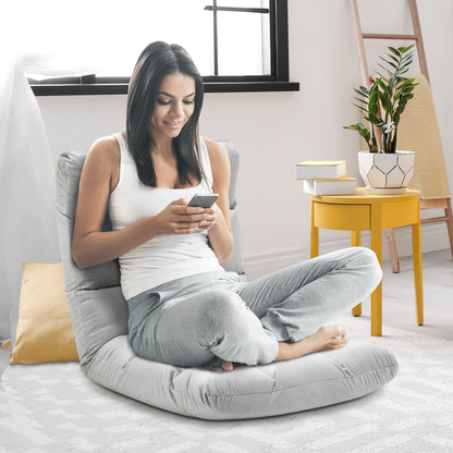 Floor Chair 3-in-1 Foldable Floor Seat with Backrest 13 Adjustable Positions Folding Recliner Seat Cushion Gray Metal Foam 55 x 71 x 53.5 cm