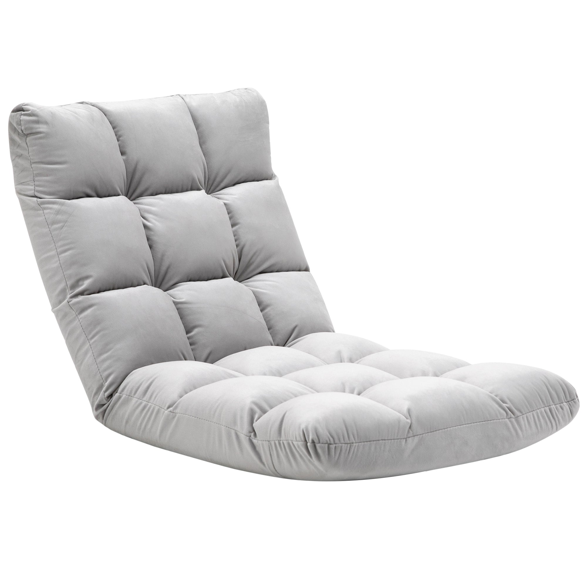 Floor Chair 3-in-1 Foldable Floor Seat with Backrest 13 Adjustable Positions Folding Recliner Seat Cushion Gray Metal Foam 55 x 71 x 53.5 cm