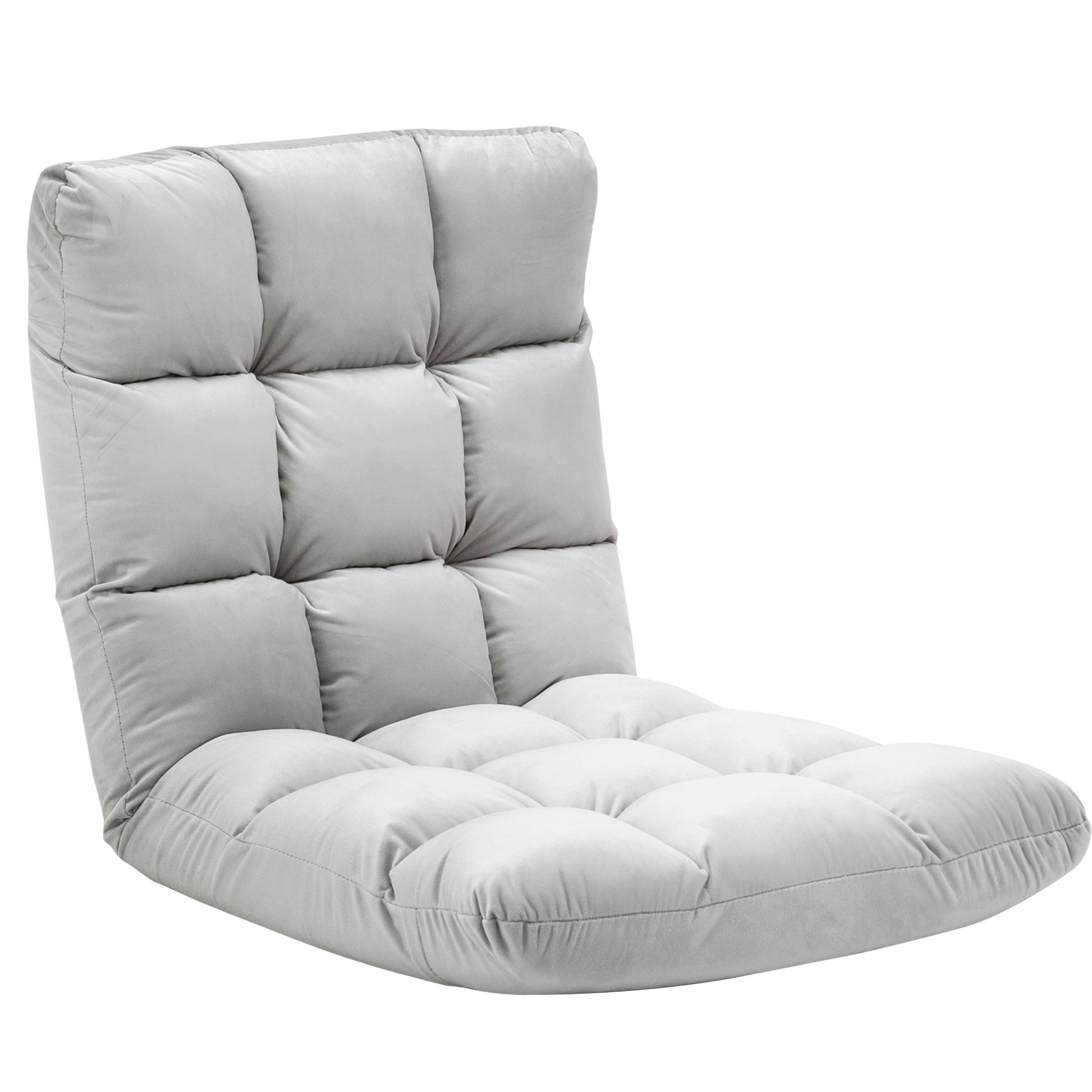 Floor Chair 3-in-1 Foldable Floor Seat with Backrest 13 Adjustable Positions Folding Recliner Seat Cushion Gray Metal Foam 55 x 71 x 53.5 cm