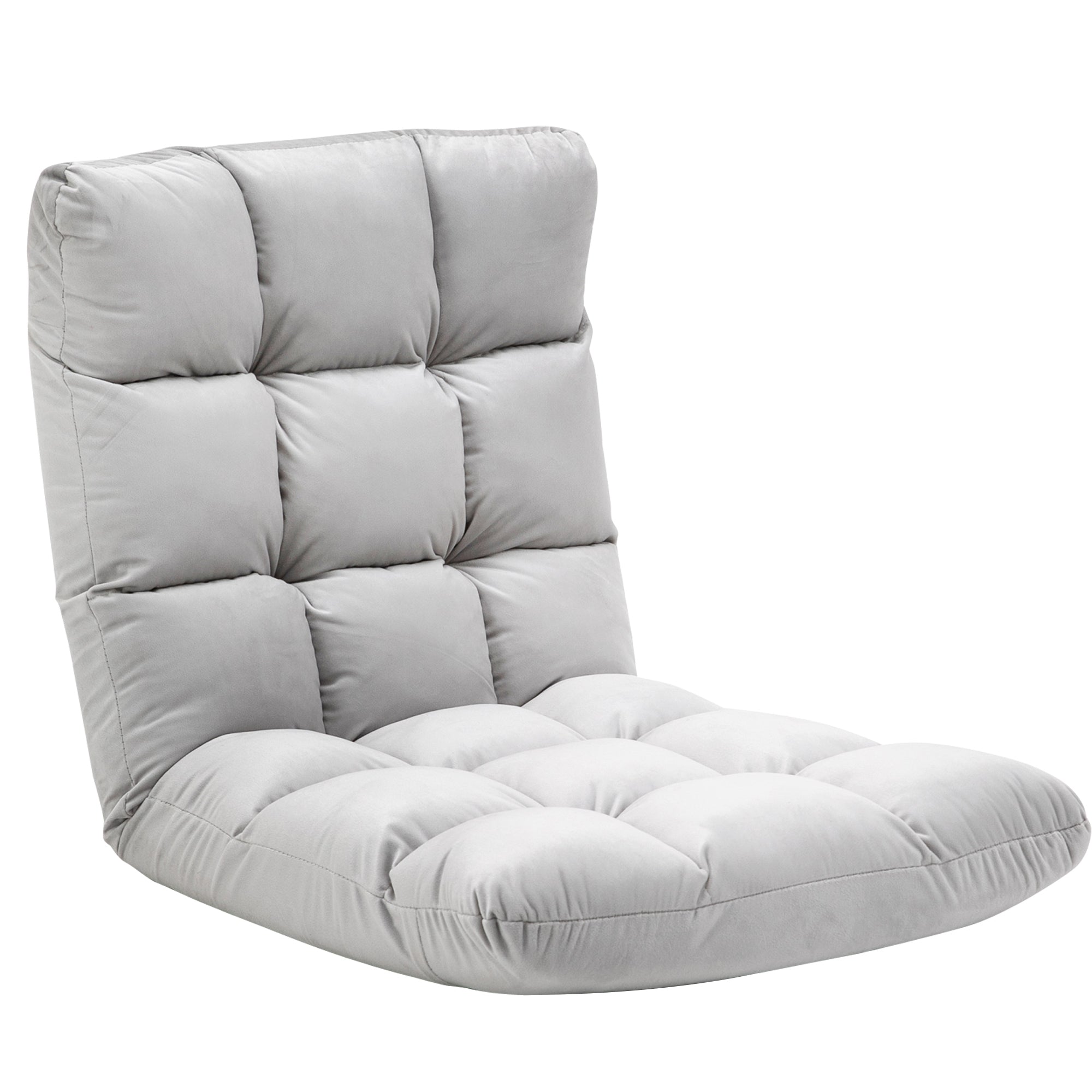 Floor Chair 3-in-1 Foldable Floor Seat with Backrest 13 Adjustable Positions Folding Recliner Seat Cushion Gray Metal Foam 55 x 71 x 53.5 cm