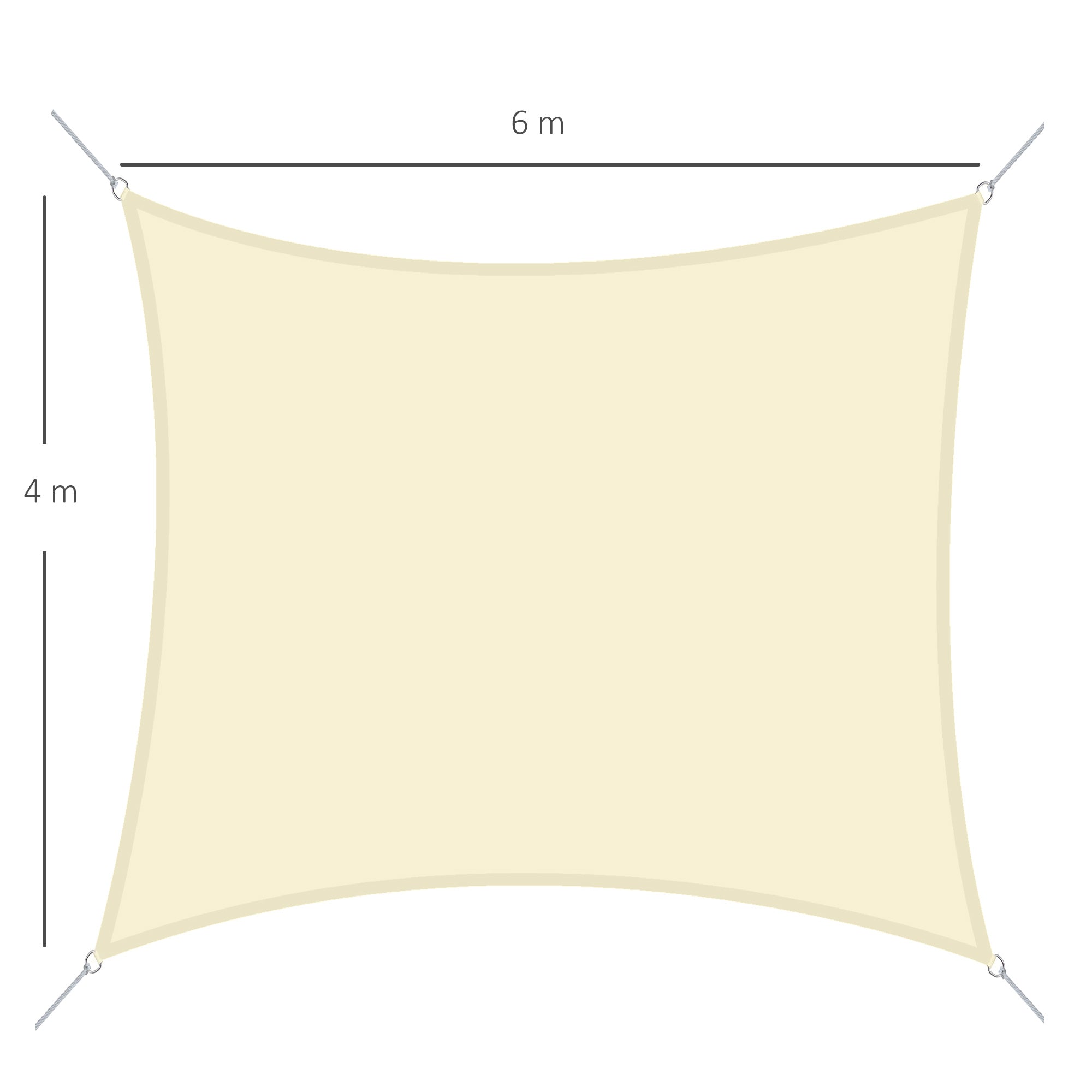 Rectangle Shade Sail 4x6m Sun Shade Sail for Terrace Garden Camping UV Protection Polyester Cream Color