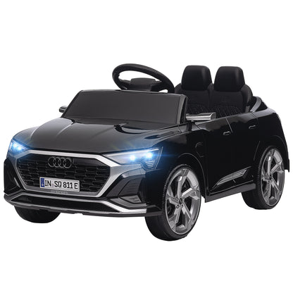 Electric Car for Kids +3 Years Audi Q8 Etron Sportback 12V Battery Remote Control Spring Suspension Wheels Bright Headlights Horn and Music Black
