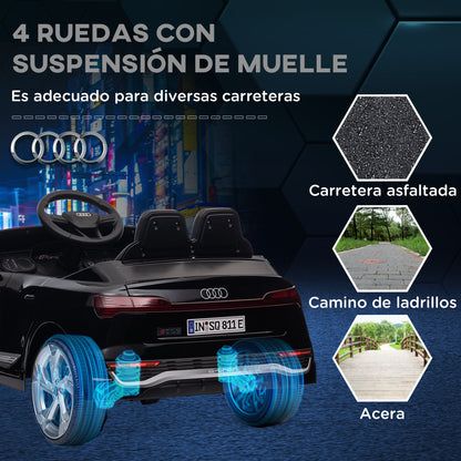 Electric Car for Kids +3 Years Audi Q8 Etron Sportback 12V Battery Remote Control Spring Suspension Wheels Bright Headlights Horn and Music Black