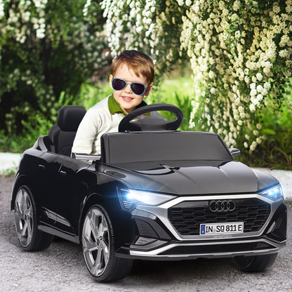 Electric Car for Kids +3 Years Audi Q8 Etron Sportback 12V Battery Remote Control Spring Suspension Wheels Bright Headlights Horn and Music Black
