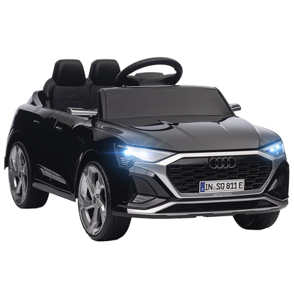 Electric Car for Kids +3 Years Audi Q8 Etron Sportback 12V Battery Remote Control Spring Suspension Wheels Bright Headlights Horn and Music Black