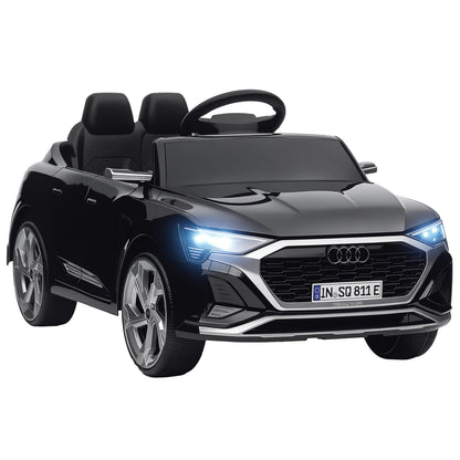 Electric Car for Kids +3 Years Audi Q8 Etron Sportback 12V Battery Remote Control Spring Suspension Wheels Bright Headlights Horn and Music Black