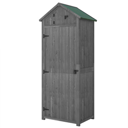 Garden Shed Wood, Weatherproof Tool Shed 77x54.2x179cm, Tool House with Door, Gable Roof, Tool Cabinet with Shelves, Tool Shed for Garden, Terrace, Gray+Green