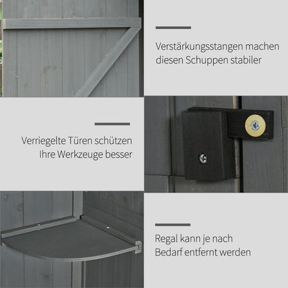 Garden Shed Wood, Weatherproof Tool Shed 77x54.2x179cm, Tool House with Door, Gable Roof, Tool Cabinet with Shelves, Tool Shed for Garden, Terrace, Gray+Green