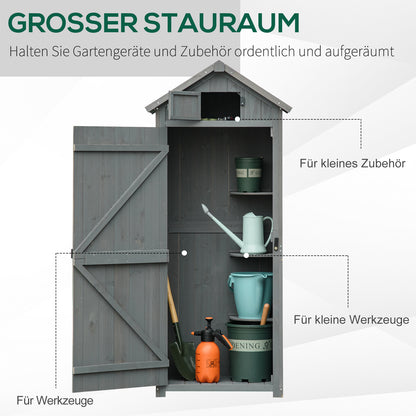 Garden Shed Wood, Weatherproof Tool Shed 77x54.2x179cm, Tool House with Door, Gable Roof, Tool Cabinet with Shelves, Tool Shed for Garden, Terrace, Gray+Green