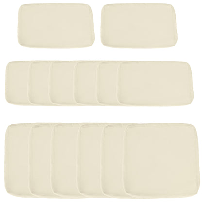 Set of 14 Replacement Covers Garden Lounge Cushions - 6 Seat Cushion Covers, 8 Back Cushion Covers - Zippered Water-Repellent Polyester Beige