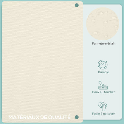 Set of 14 Replacement Covers Garden Lounge Cushions - 6 Seat Cushion Covers, 8 Back Cushion Covers - Zippered Water-Repellent Polyester Beige