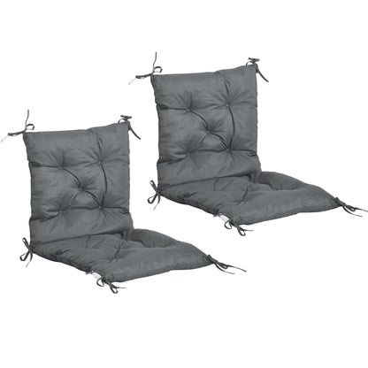 Set of 2 Seat Cushions, 98cm x 50cm x 8cm Chair Pads with Straps, Cushion, Washable/Ergonomic Seat Pads for Home, Garden, Sofa, Gray