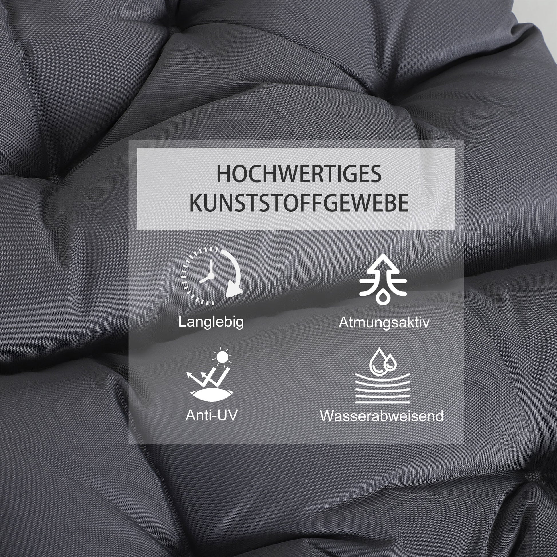 Set of 2 Seat Cushions, 98cm x 50cm x 8cm Chair Pads with Straps, Cushion, Washable/Ergonomic Seat Pads for Home, Garden, Sofa, Gray
