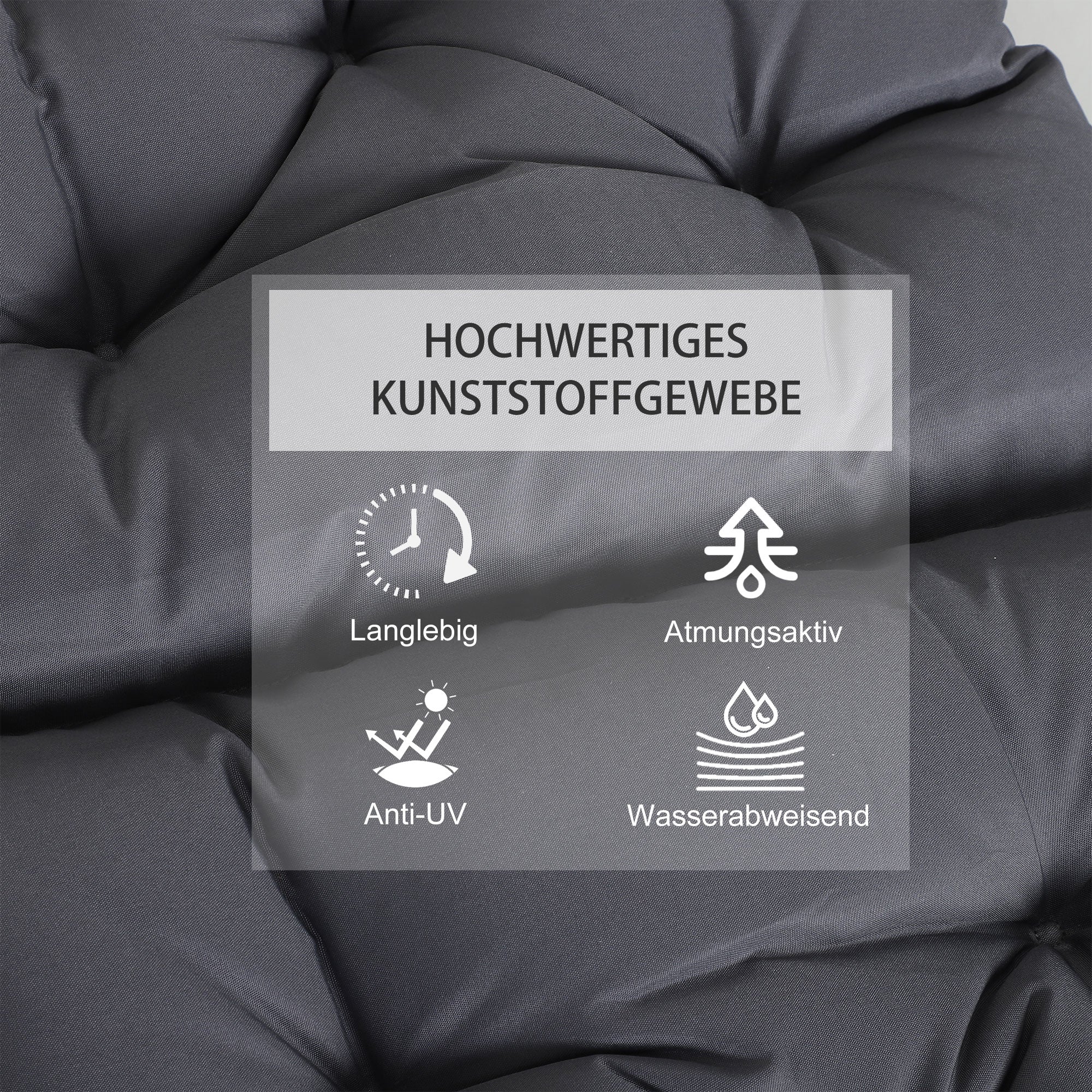 Set of 2 Seat Cushions, 98cm x 50cm x 8cm Chair Pads with Straps, Cushion, Washable/Ergonomic Seat Pads for Home, Garden, Sofa, Gray