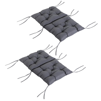 Set of 2 Seat Cushions, 98cm x 50cm x 8cm Chair Pads with Straps, Cushion, Washable/Ergonomic Seat Pads for Home, Garden, Sofa, Gray