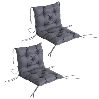 Set of 2 Seat Cushions, 98cm x 50cm x 8cm Chair Pads with Straps, Cushion, Washable/Ergonomic Seat Pads for Home, Garden, Sofa, Gray
