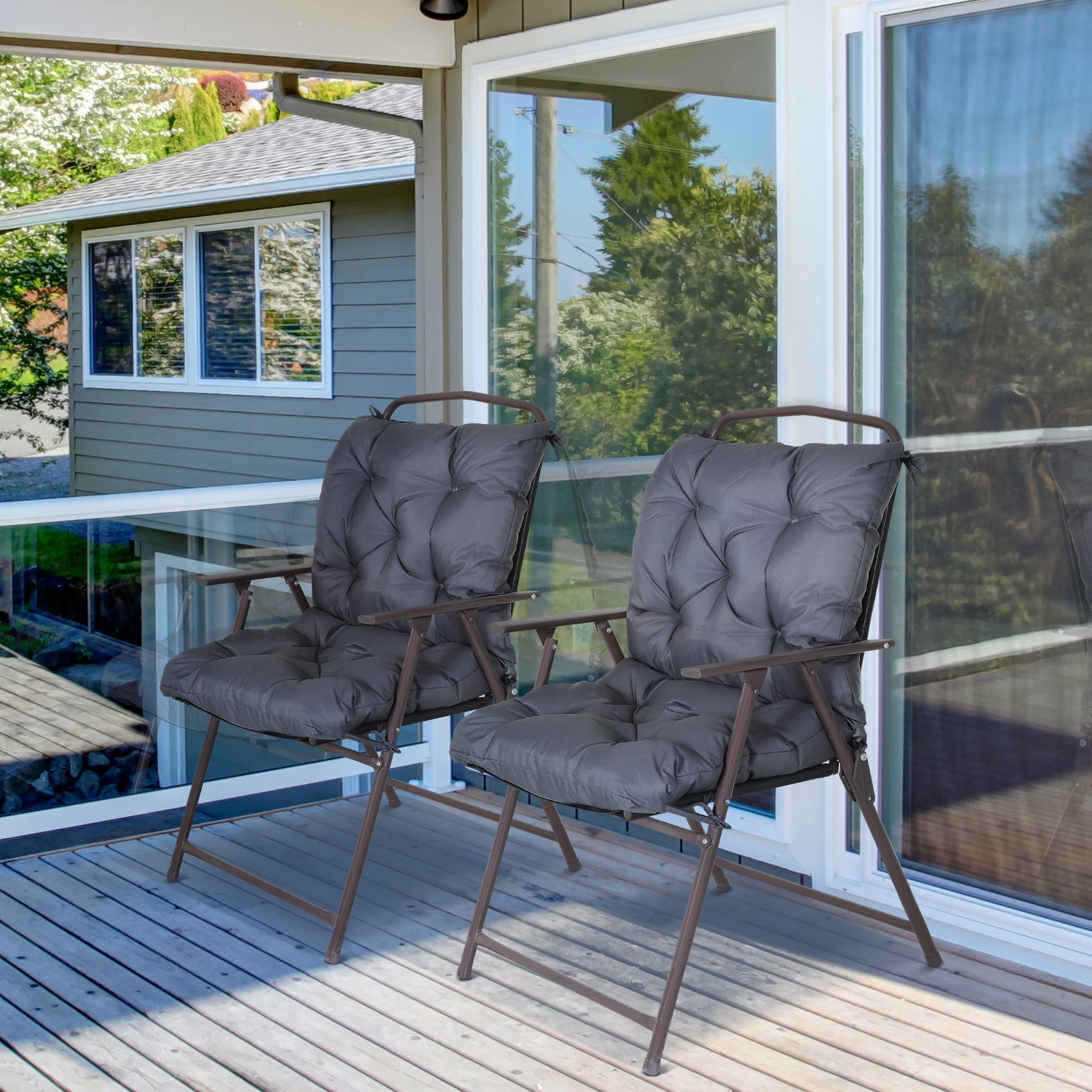 Set of 2 Seat Cushions, 98cm x 50cm x 8cm Chair Pads with Straps, Cushion, Washable/Ergonomic Seat Pads for Home, Garden, Sofa, Gray