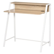 Desk, Computer Desk with Shelf and Cable Management, Modern Desk with Metal Frame for Study, Bedroom, Home Office, 84 x 45 x 85 cm, White+Oak