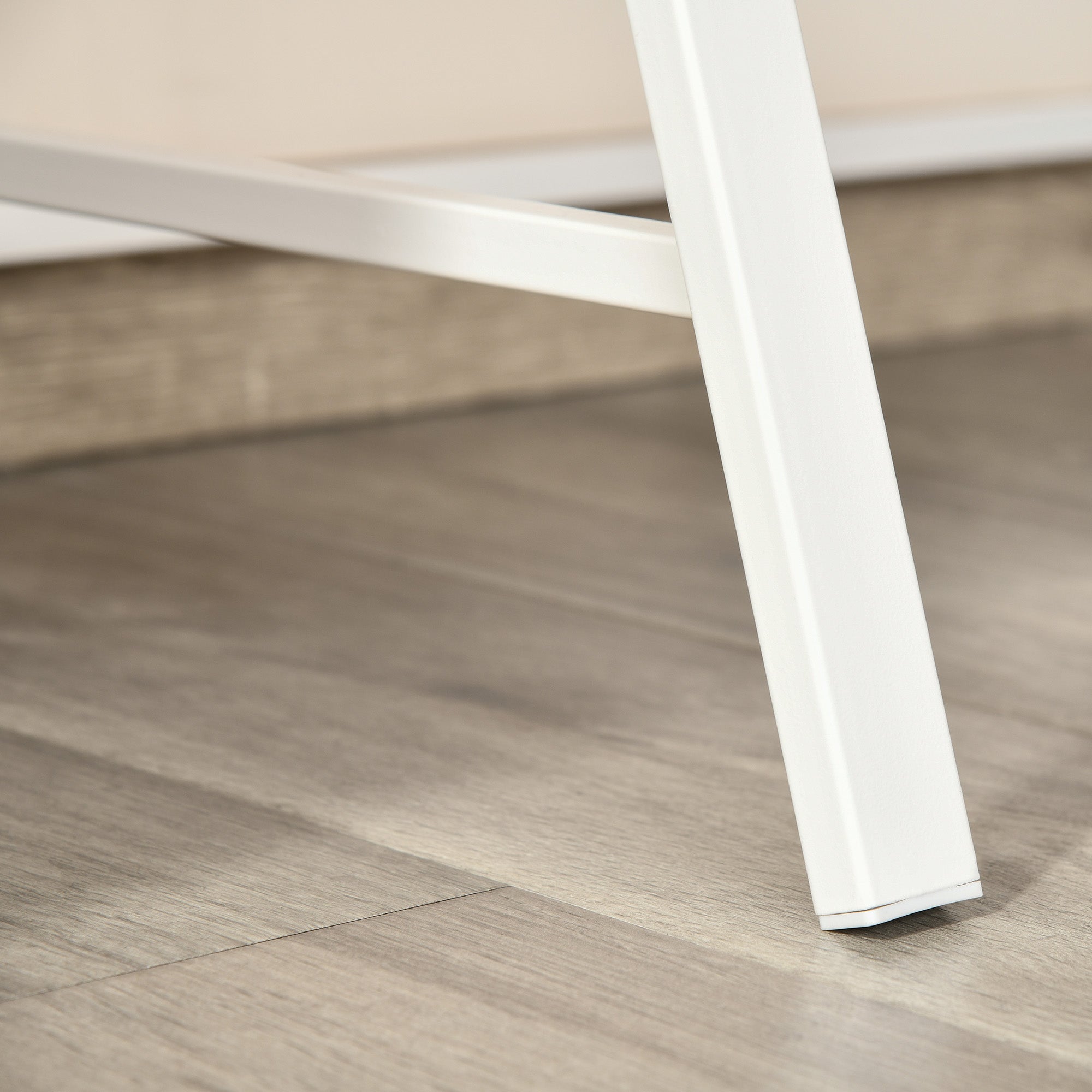 Desk, Computer Desk with Shelf and Cable Management, Modern Desk with Metal Frame for Study, Bedroom, Home Office, 84 x 45 x 85 cm, White+Oak