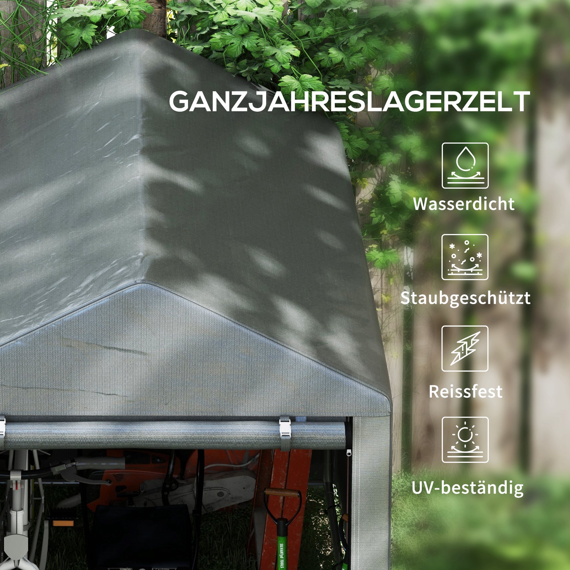 Garage Tent for 2 Bikes, Waterproof Tent Garage with Anti-Dust Bike Cover, Equipment Tent, Foil Equipment House Bike Garage for Outdoor Terrace, 120x179x165cm, Dark Gray