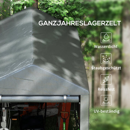 Garage Tent for 2 Bikes, Waterproof Tent Garage with Anti-Dust Bike Cover, Equipment Tent, Foil Equipment House Bike Garage for Outdoor Terrace, 120x179x165cm, Dark Gray
